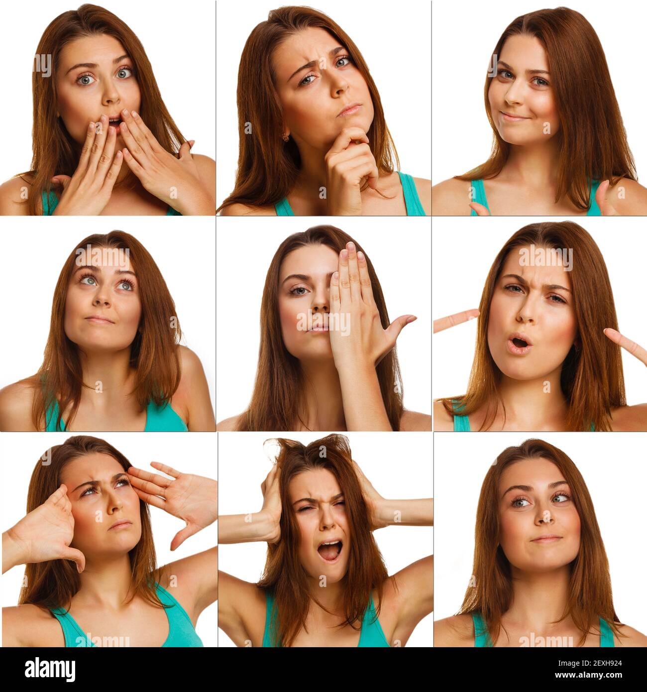 Woman different facial expression hi-res stock photography and images