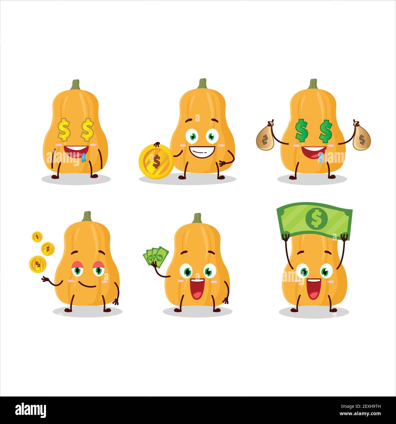 Doctor profession emoticon with butternut squash cartoon character. Vector  illustration Stock Vector Image & Art - Alamy