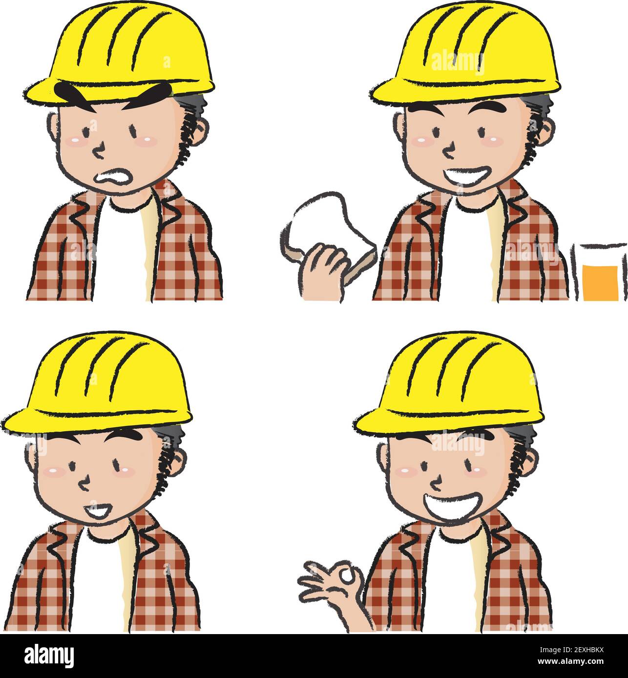 Vector cartoon construction worker emoji set Stock Photo Alamy