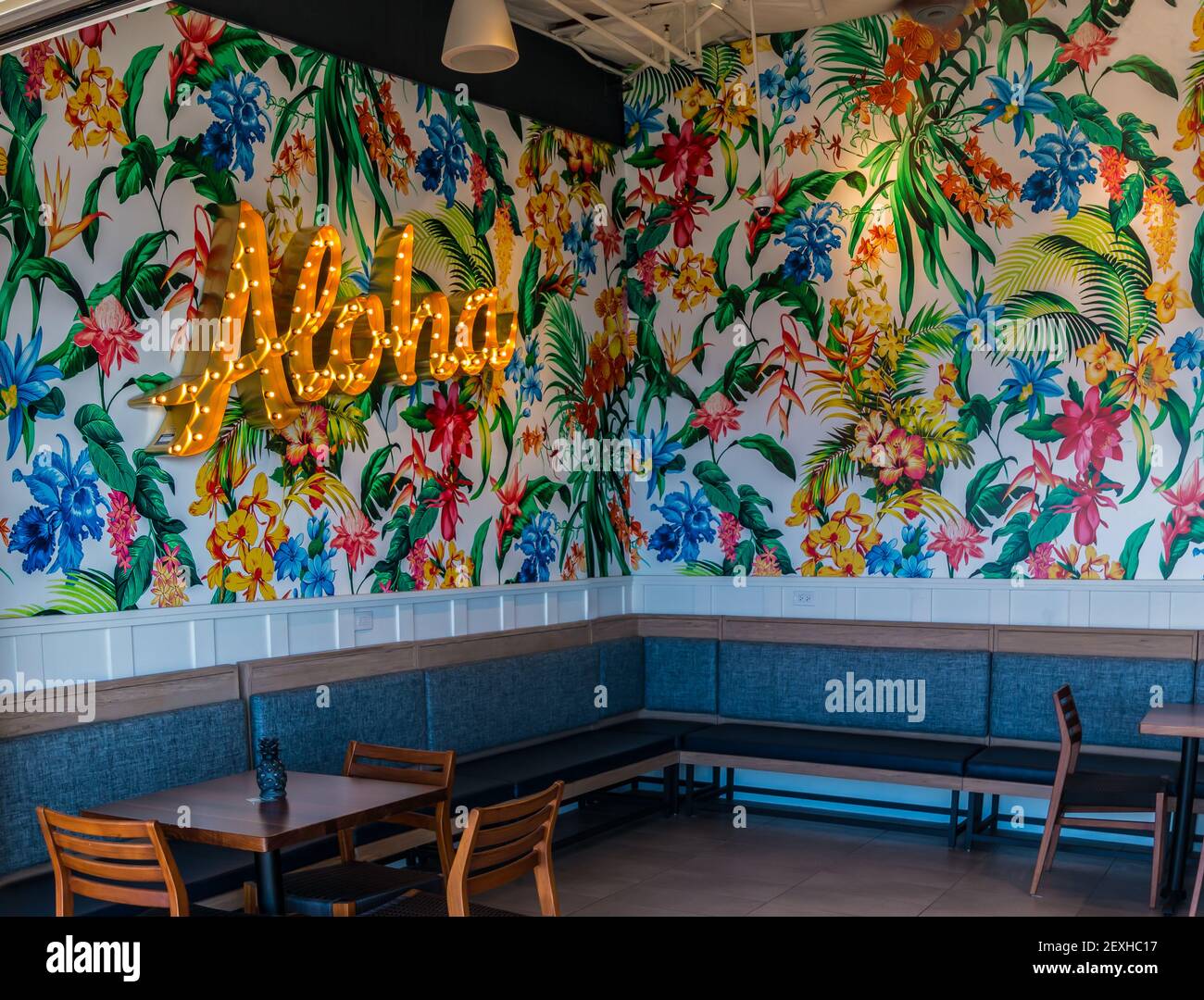 Colorful Outdoor Dining on Front Street, Lahaina, Maui, Hawaii, USA
