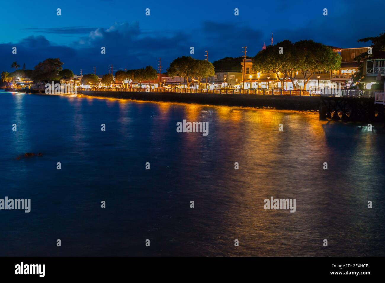 The Lights of Front Street on Lahaina Bay, Lahaina, Maui, Hawaii, USA