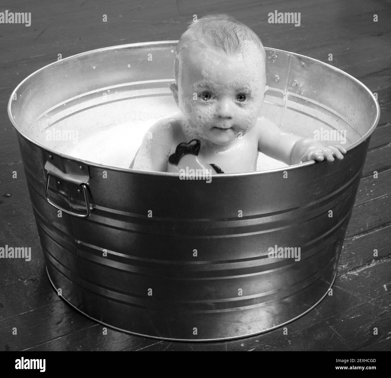 Child bathtime Black and White Stock Photos & Images Alamy