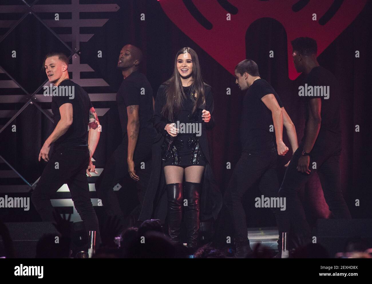Actress/Singer Hailee Steinfeld performs during the WiLD 94.9 iHeartRadio Jingle Ball at SAP Center on December 1, 2016 in San Jose, California.(Photo by Chris Tuite/ImageSPACE) *** Please Use Credit from Credit Field *** Stock Photo