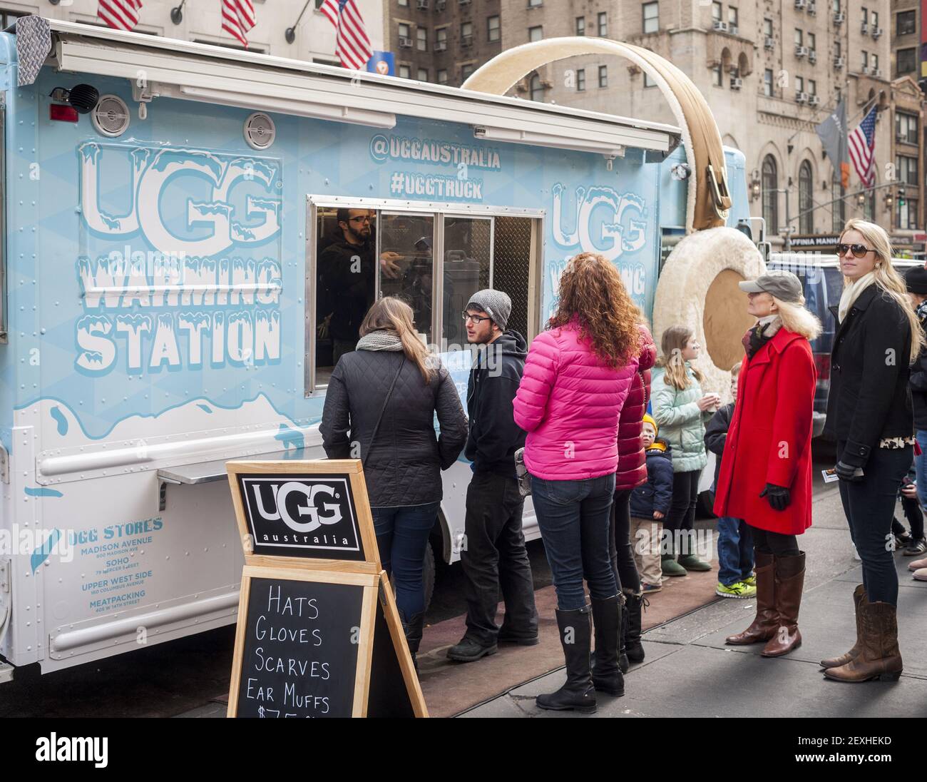 The Ugg Warming Station truck, with free hot chocolate, is parked in  Midtown Manhattan in New York on Saturday, February 1, 2014 to promote the  company's line of boots and accessories. Marcato