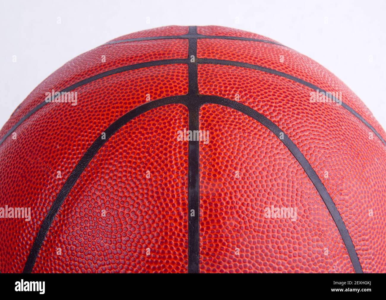 Basketball Close up Partial View Isolated on White Pebbled Pattern Stock Photo