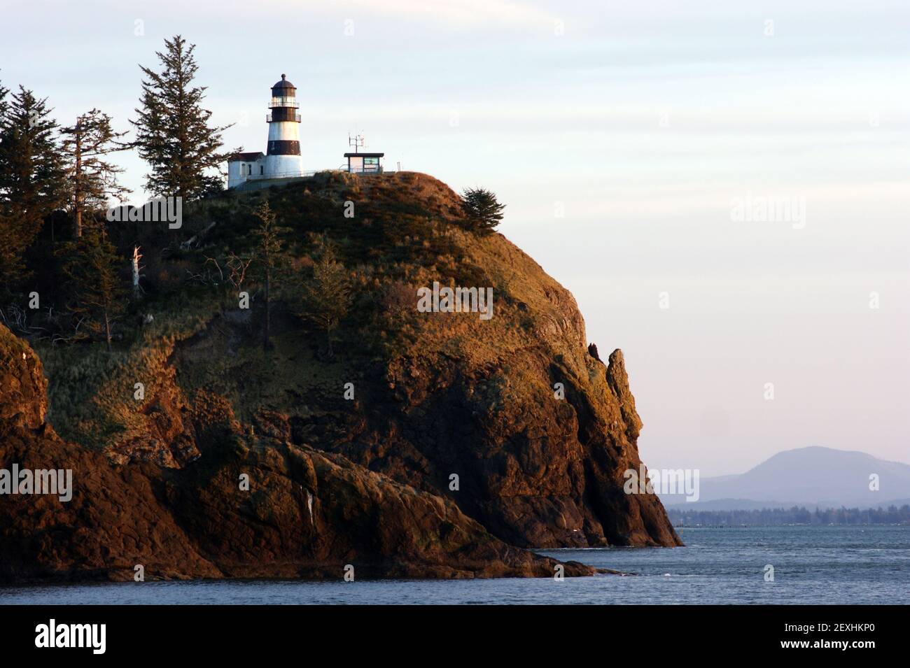 Pacific Coast Lighthouse Cape Disappointment Pacific Coast Ocean Stock Photo