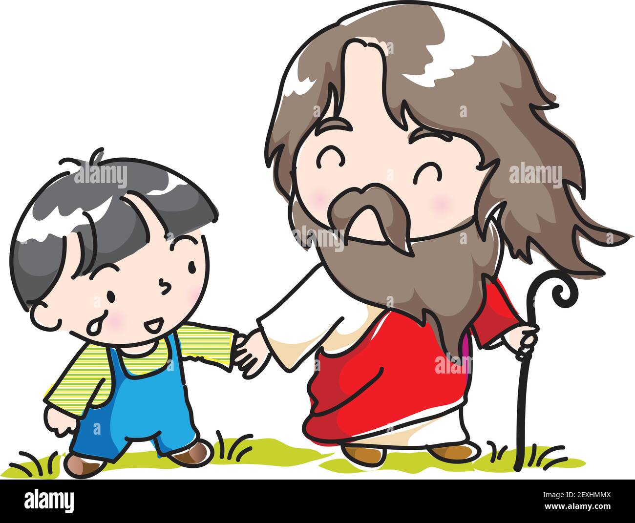 Cartoon Jesus Christ hug kids Stock Vector Image & Art - Alamy