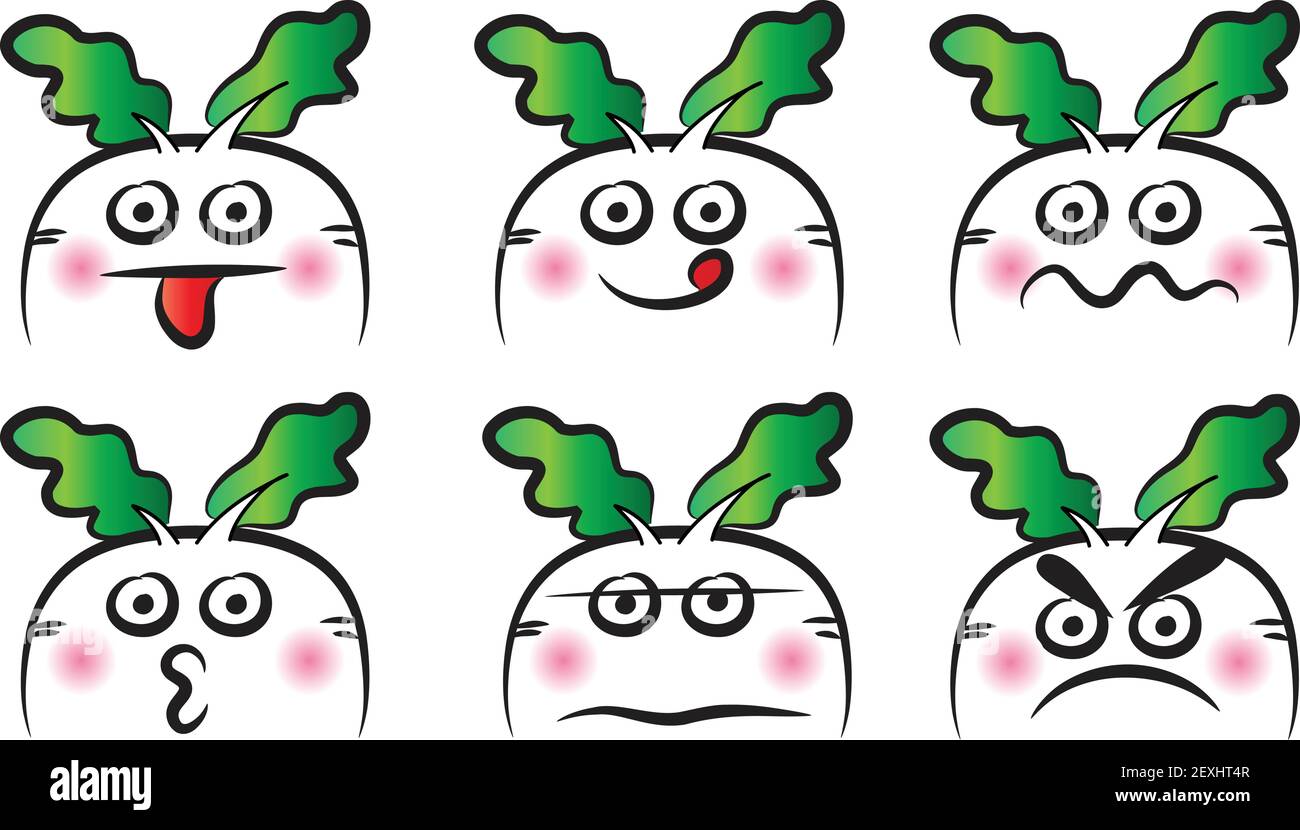 vector cartoon White radish face emoji set Stock Vector Image & Art Alamy