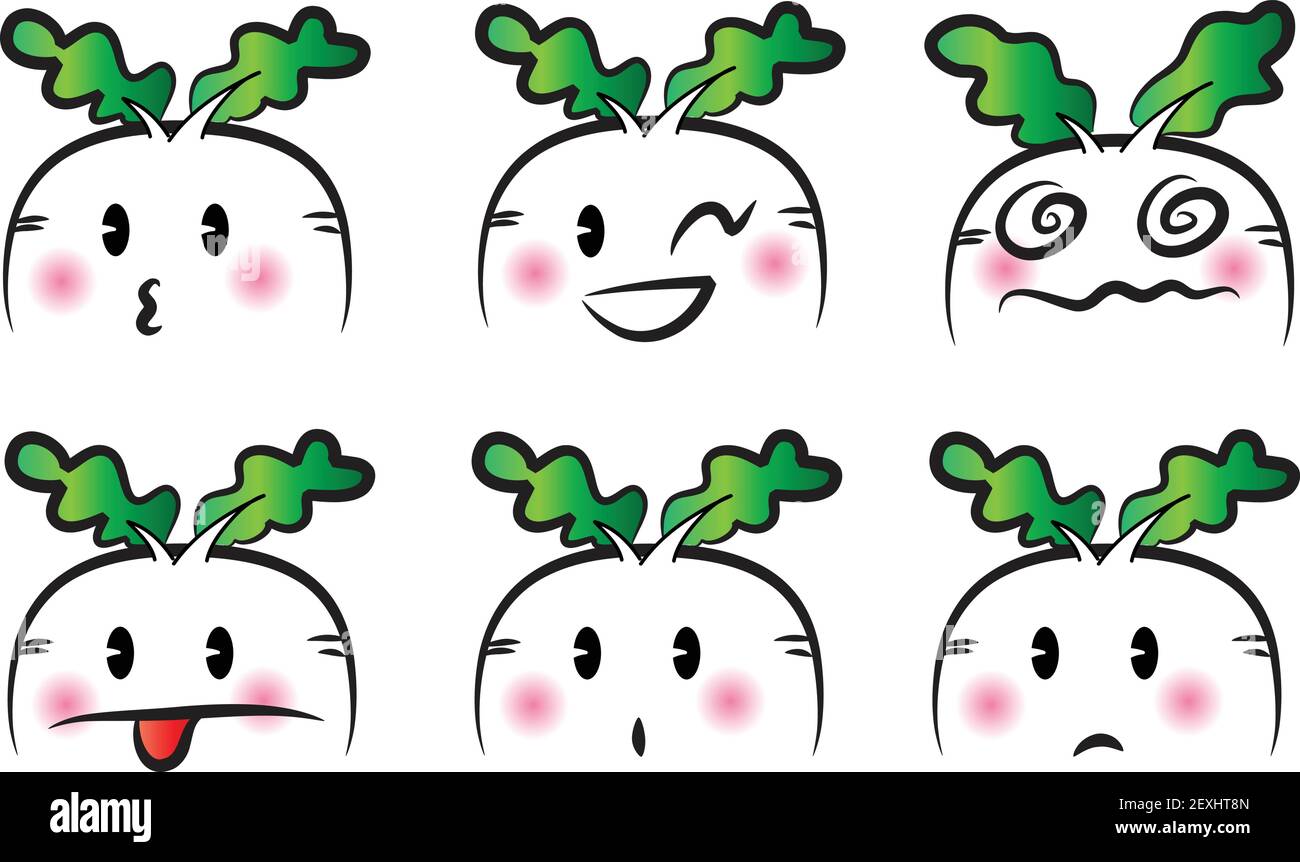 vector cartoon White radish face emoji set Stock Vector Image & Art Alamy