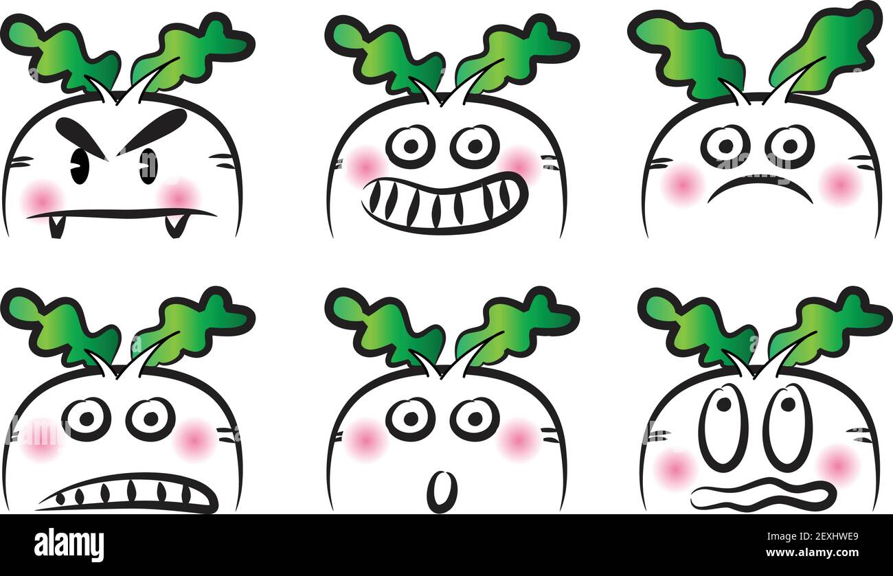 vector cartoon White radish face emoji set Stock Vector Image & Art Alamy