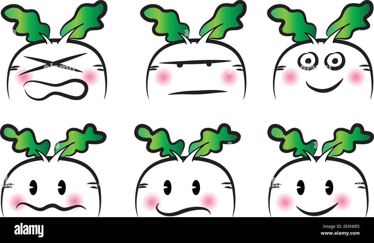 vector cartoon White radish face emoji set Stock Vector Image & Art Alamy