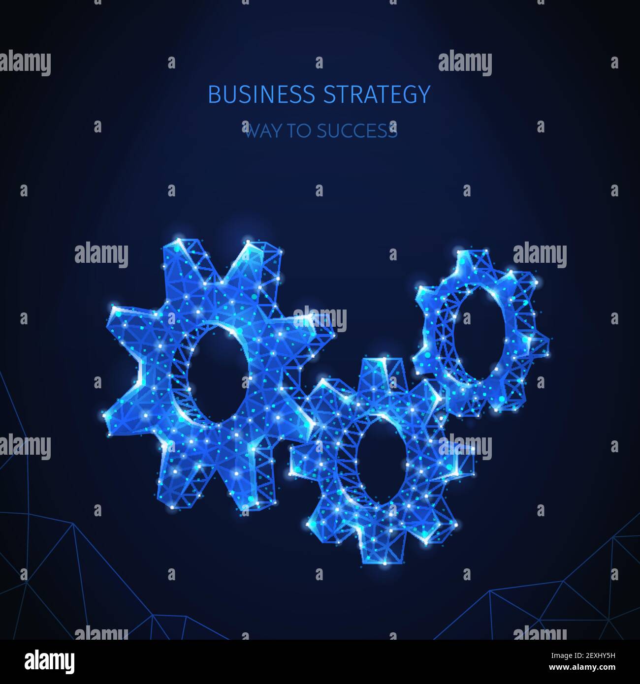 Polygonal wireframe business strategy composition with shimmering ...