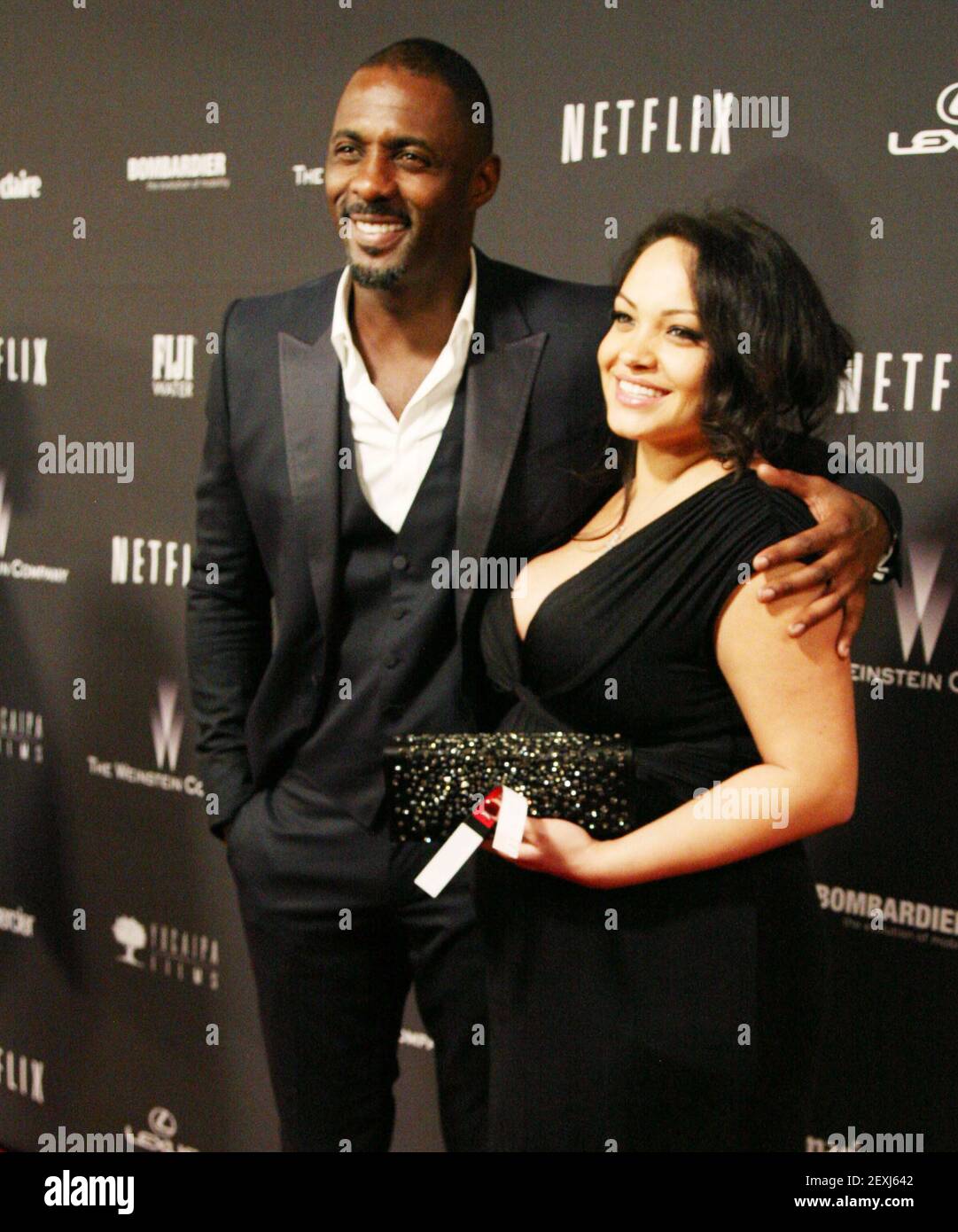 BEVERLY HILLS, CA - JANUARY 12: Idris Elba and Naiyana Garth attend The  Weinstein Company \u0026 Netflix 2014 Golden Globes After Party held at The  Beverly Hilton Hotel on January 12, 2014, image size:1081x1390