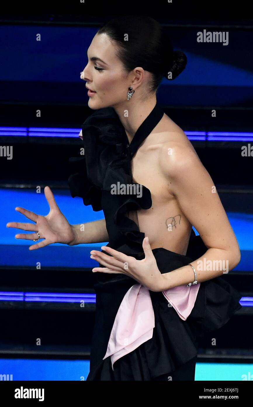 Sanremo 71st Italian Song Festival Third Evening Vittoria Ceretti S Tattoo Stock Photo Alamy
