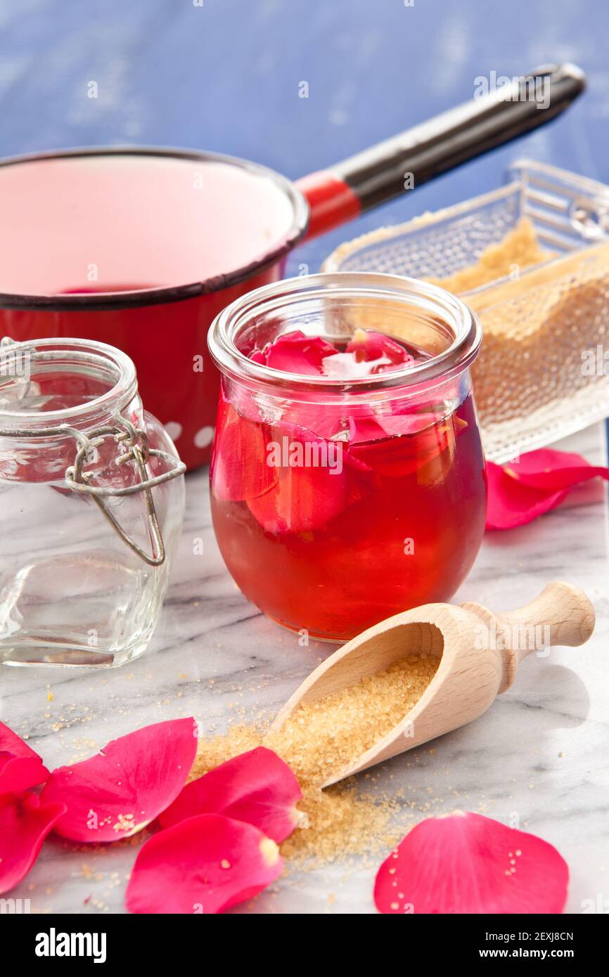 Homemade rose jelly Stock Photo Alamy