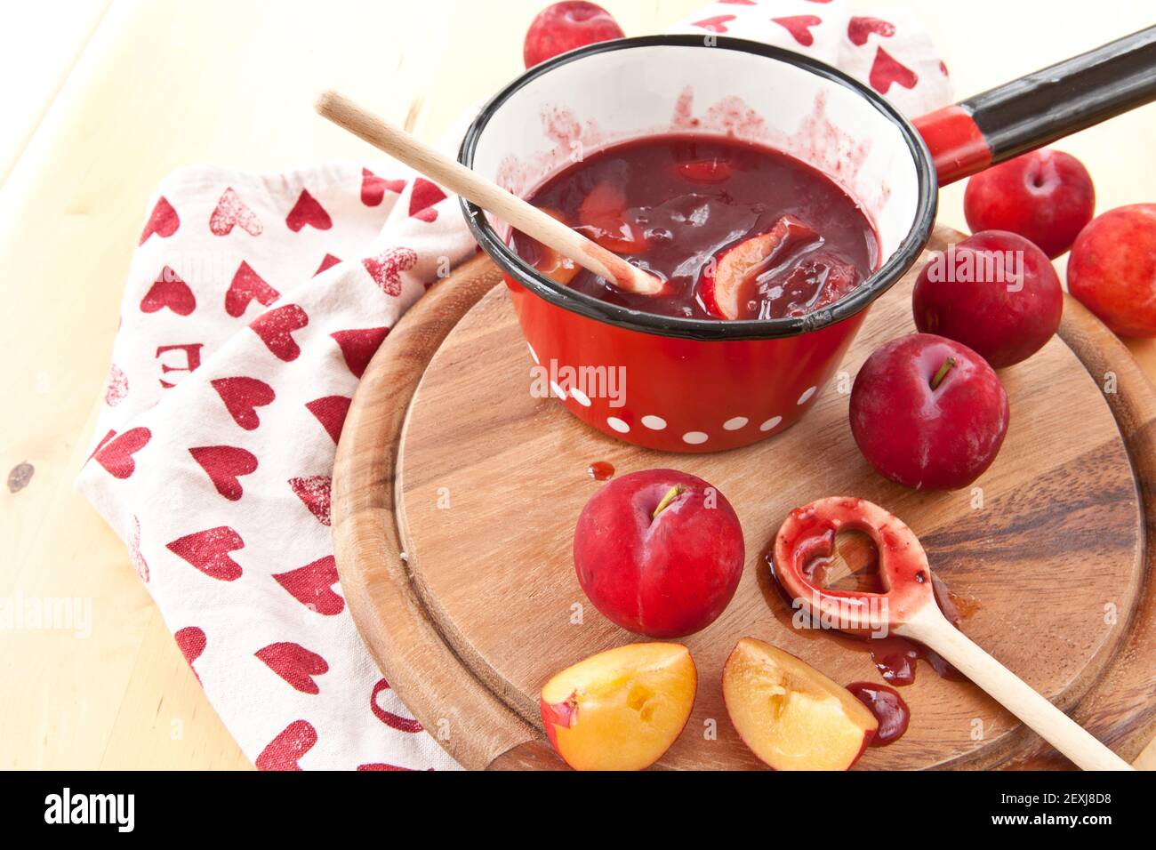 Homemade plum sauce Stock Photo
