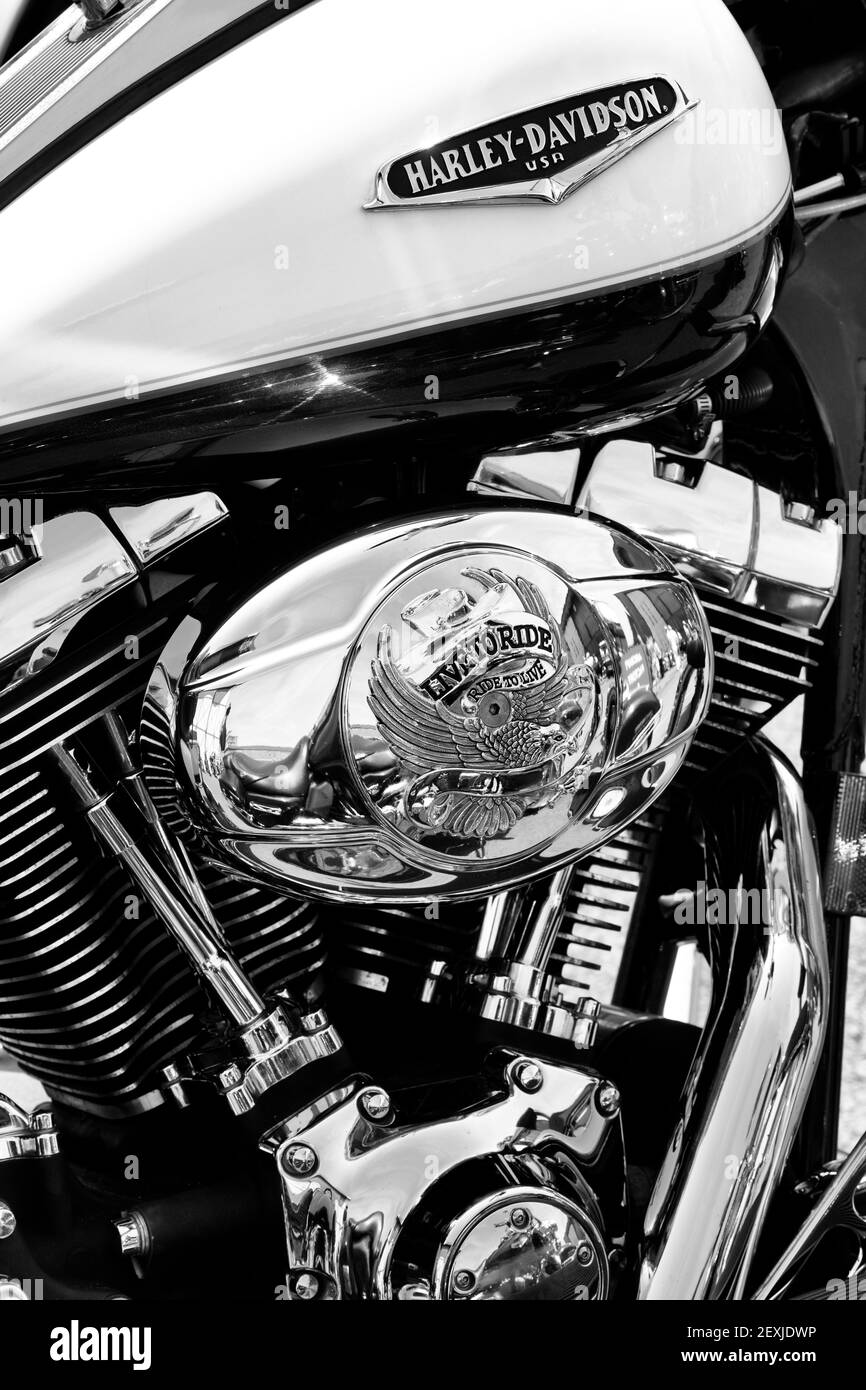 Harley Davidson motorcycle. Black and white Stock Photo