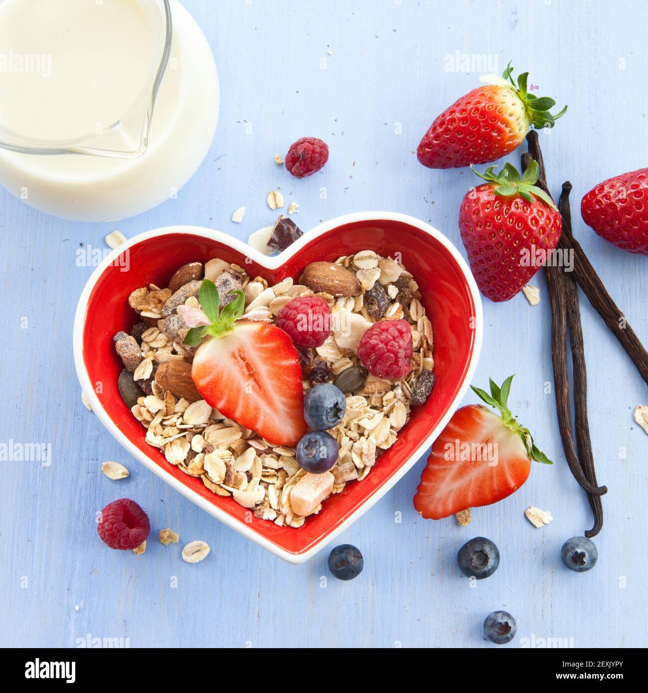 Muesli with fresh berries Stock Photo