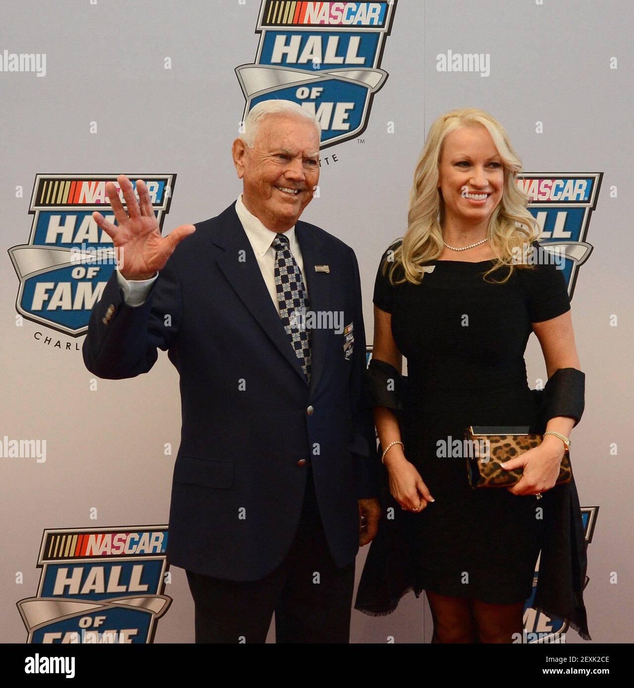 NASCAR Hall of Fame member Junior Johnson and his wife, Lisa Johnson walk the red carpet prior