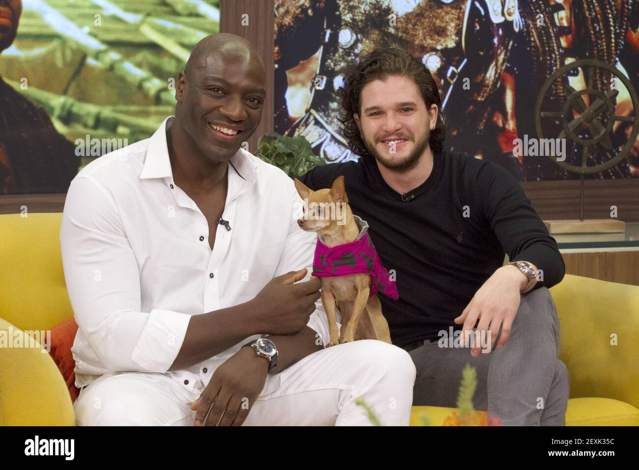 POMPEII actors Adewale Akinnouye Agbaje and Kit Harington are seen on ...