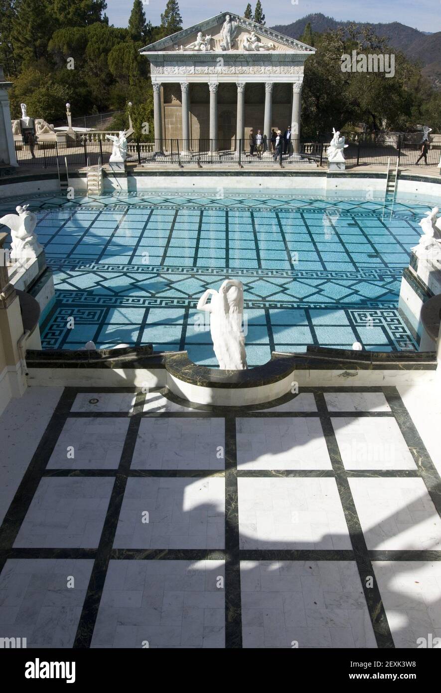 Hearst Castle visitors will soon find dusty buses, dry fountains and an  empty pool, thanks to one of the worst droughts in California history.  (Photo by David Middlecamp/San Luis Obispo Tribune/MCT/Sipa USA