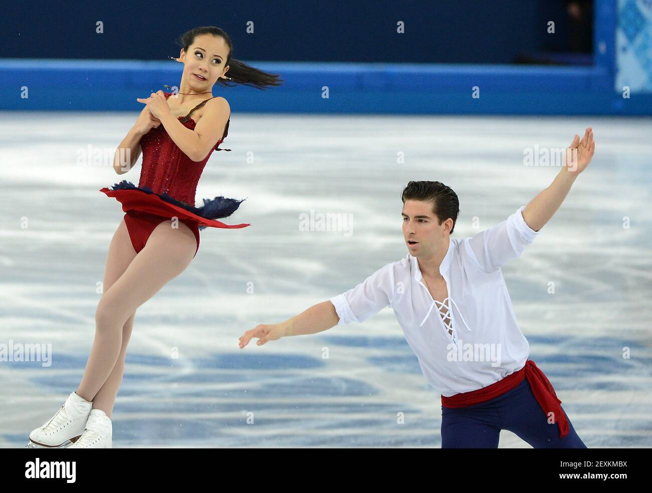 The USA's Felicia Zhang and Nathan Bartholomay compete in the pairs