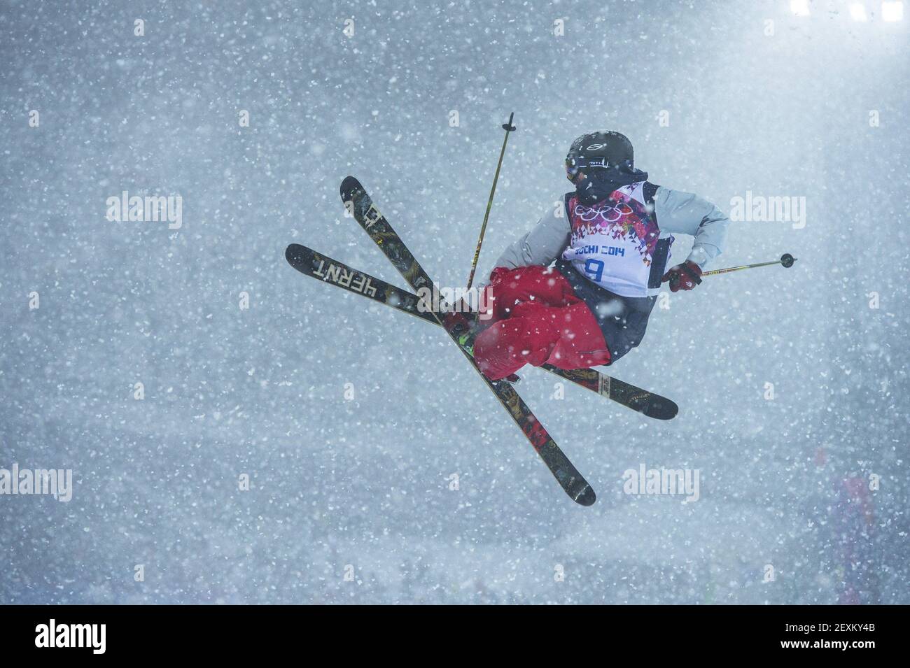 USA's David Wise competes in the men's ski halfpipe at Rosa Khutor Extreme Park during the Winter Olympics in Sochi, Russia, on Tuesday, Feb. 18, 2014. (Photo by Mark Reis/Colorado Springs Gazette/MCT/Sipa USA) Stock Photo