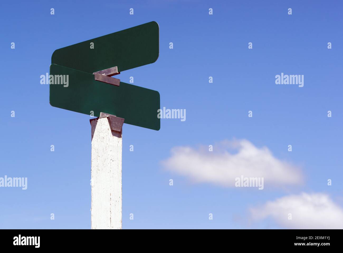 Blank Signs Crossraods Street Avenue Sign Blue Skies Clouds Stock Photo