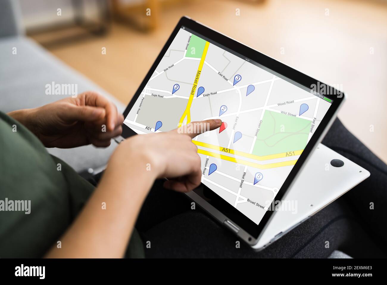 Online GPS Location Map On Laptop Computer Stock Photo - Alamy