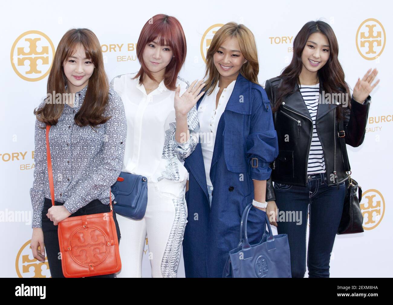 26 February 2014 - Seoul, South Korea : South Korean K-Pop girl group  Sistar, attend a photo call for the . fashion brand Tory Burch perfume  launching event at Tory Burch Plagship