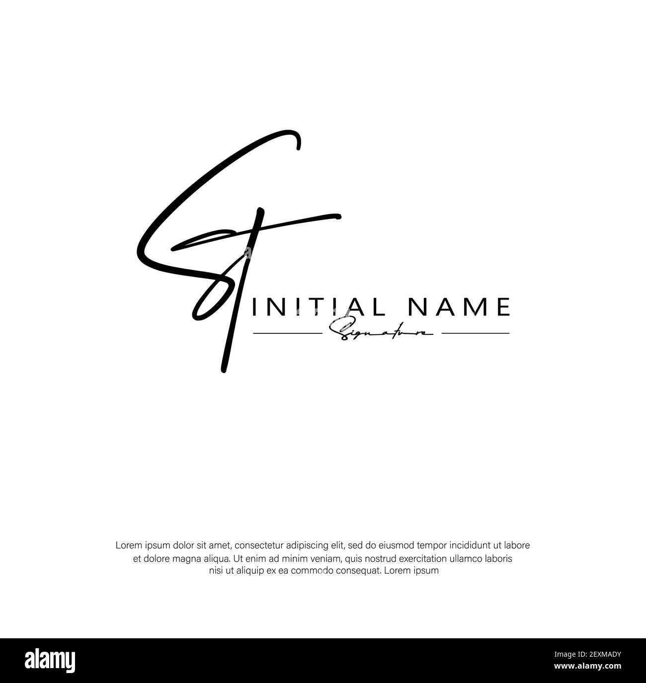 S T ST Initial letter handwriting and signature logo. Beauty vector initial logo .Fashion, boutique, floral and botanical Stock Vector