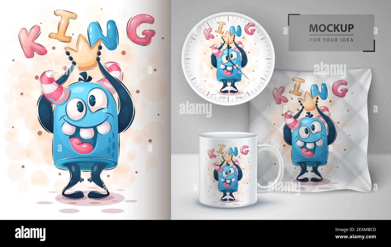 King monster - poster and merchandising. Stock Vector