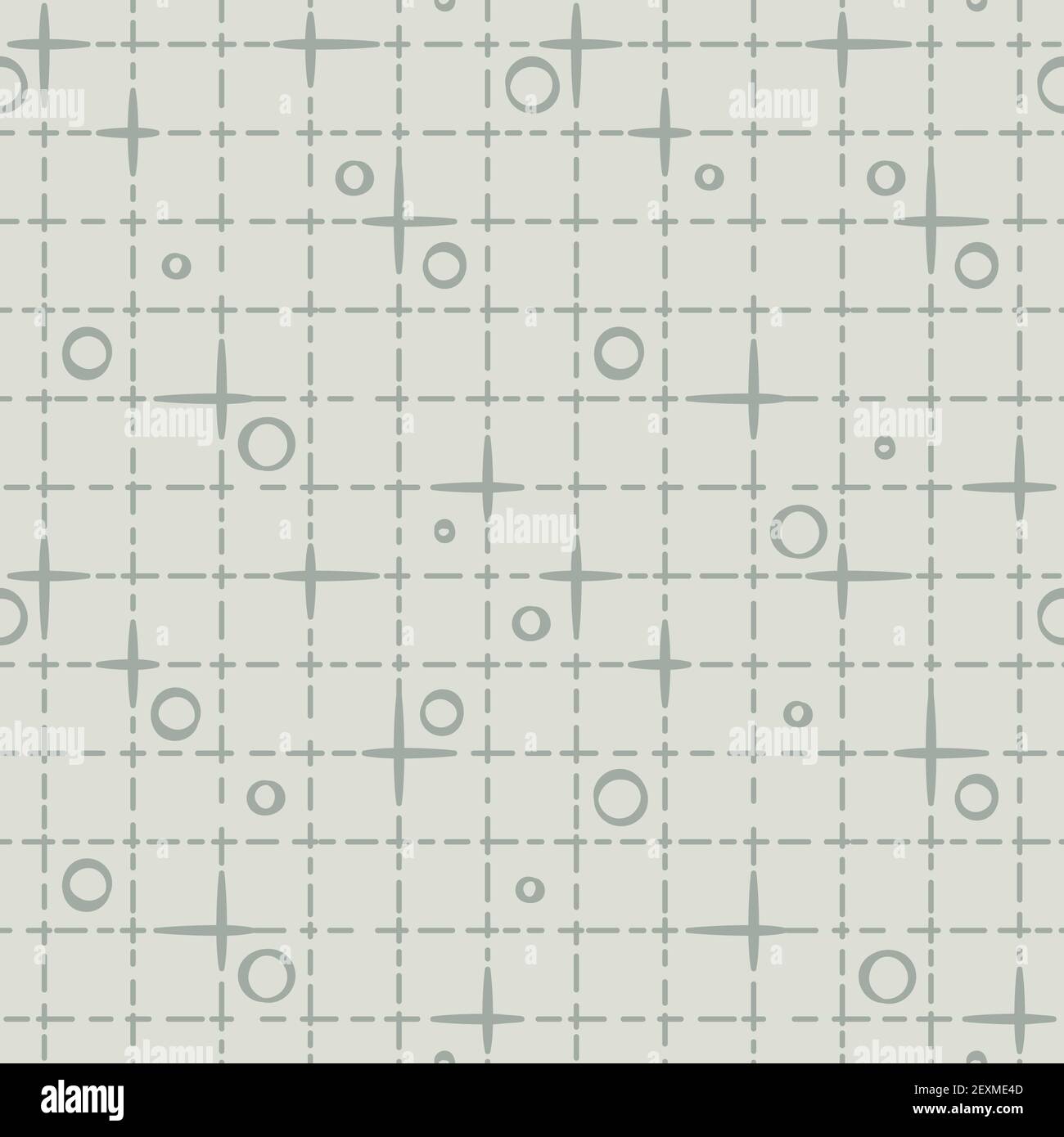 A seamless retro pattern with dots intertwined with lines. Stock Vector