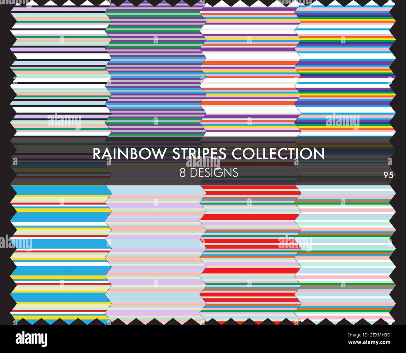 Rainbow striped seamless pattern collection includes 8 design swatches ...