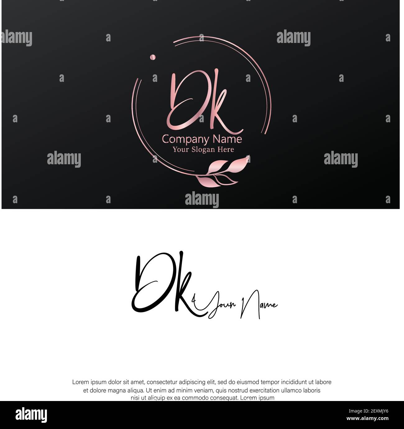 D K DK Initial letter handwriting and signature logo. Beauty vector initial logo .Fashion, boutique, floral and botanical Stock Vector