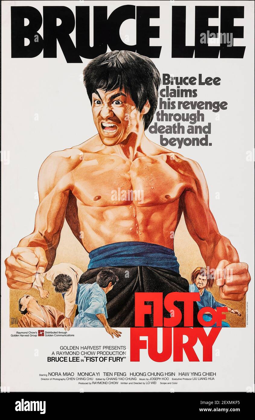 Hong Kong Film Feat Bruce Lee Fist Fury Classic Movie Film Poster 1972 Action Martial Arts Stock Photo Alamy
