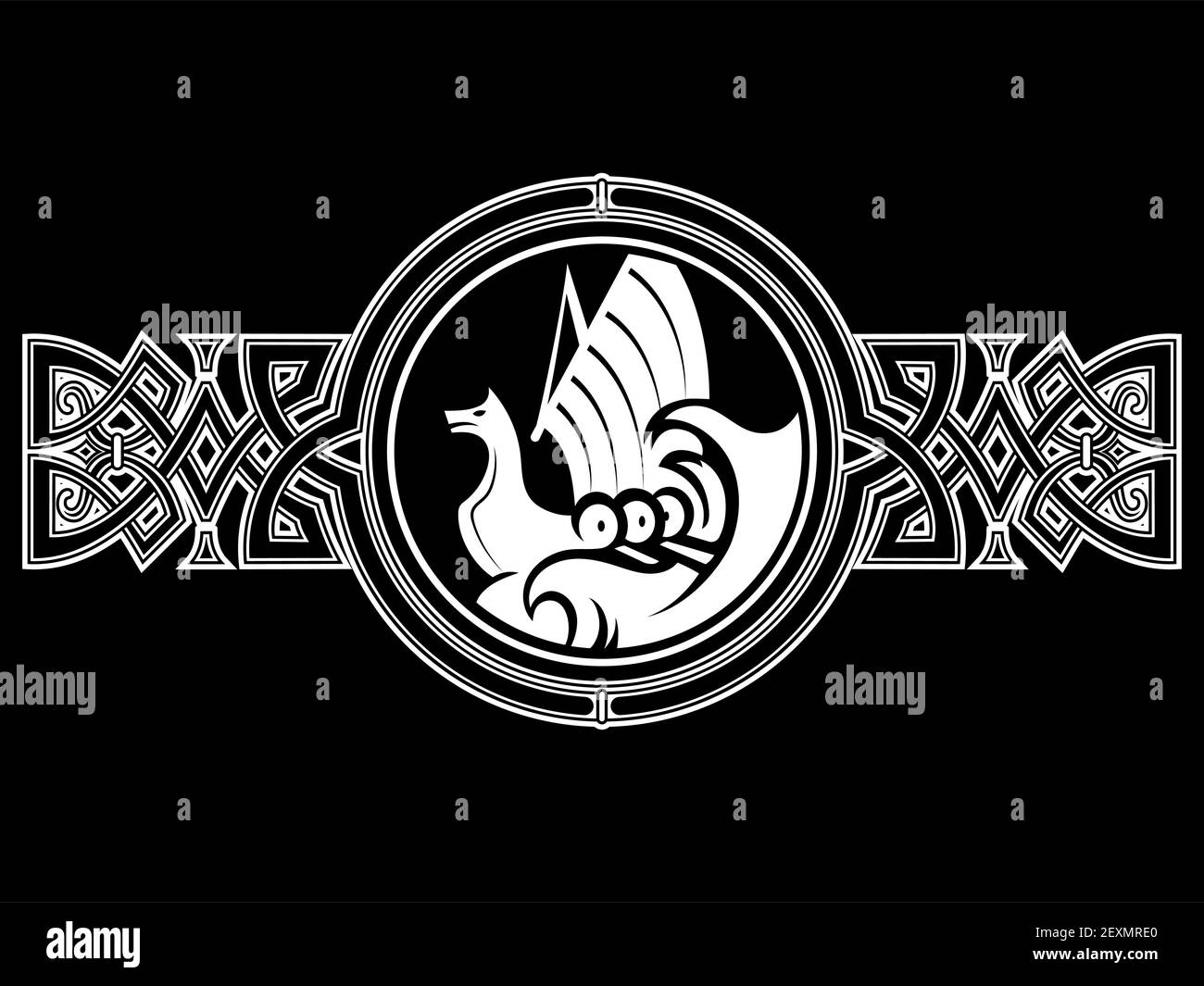 Celtic-Scandinavian design. Old Norse pattern, frame. Stock Vector