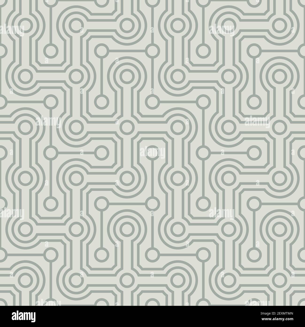 A seamless retro pattern with dots intertwined with lines. Stock Vector