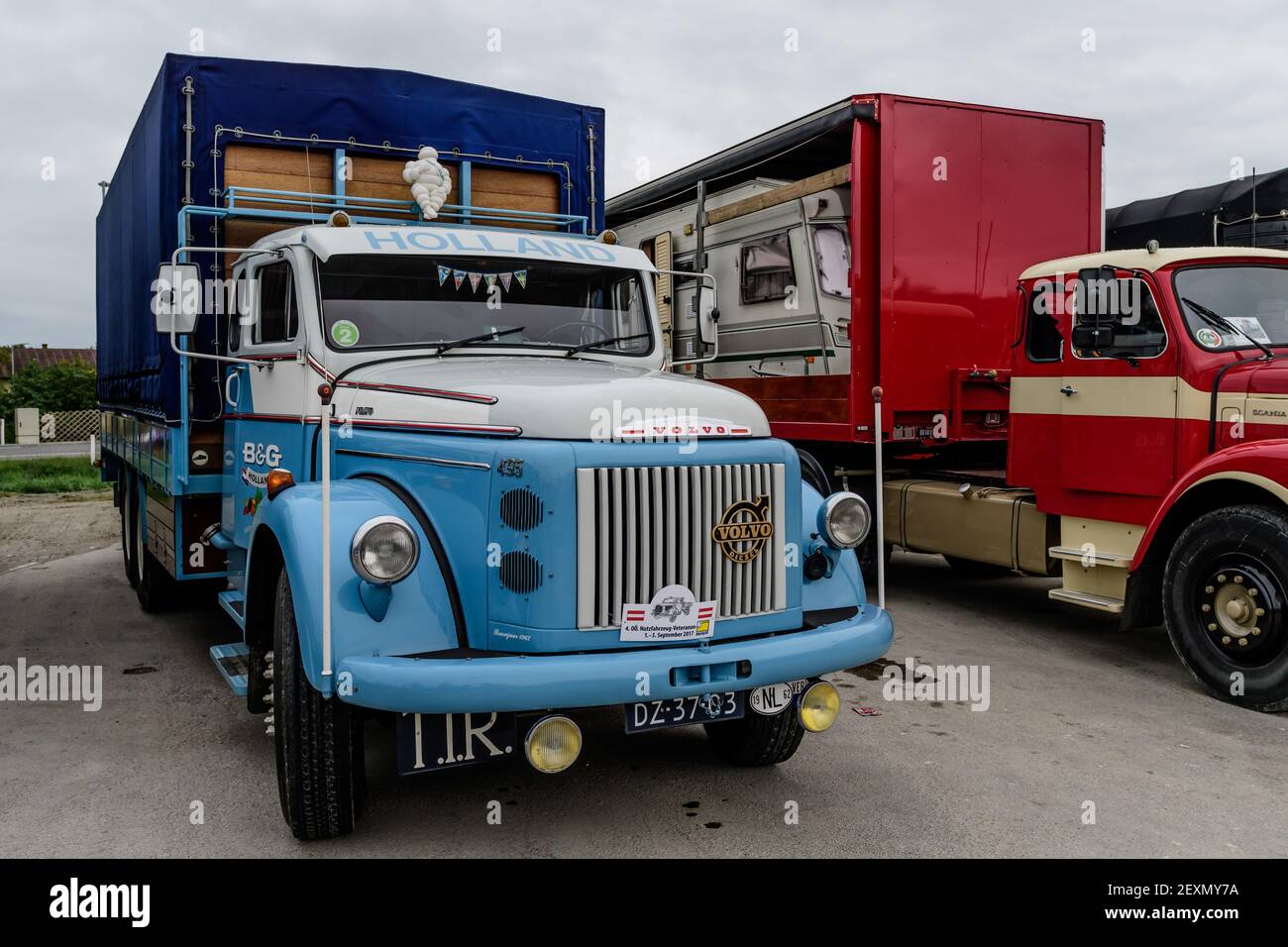 st.valentin, austria, 01 sep 2017, volvo truck at an oldtimer truck meeting, meeting for vintage trucks and tractors Stock Photo