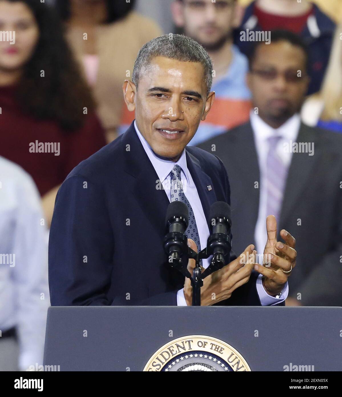 President Barack Obama speaks in favor of upping the minimum wage to $10.10  an hour at