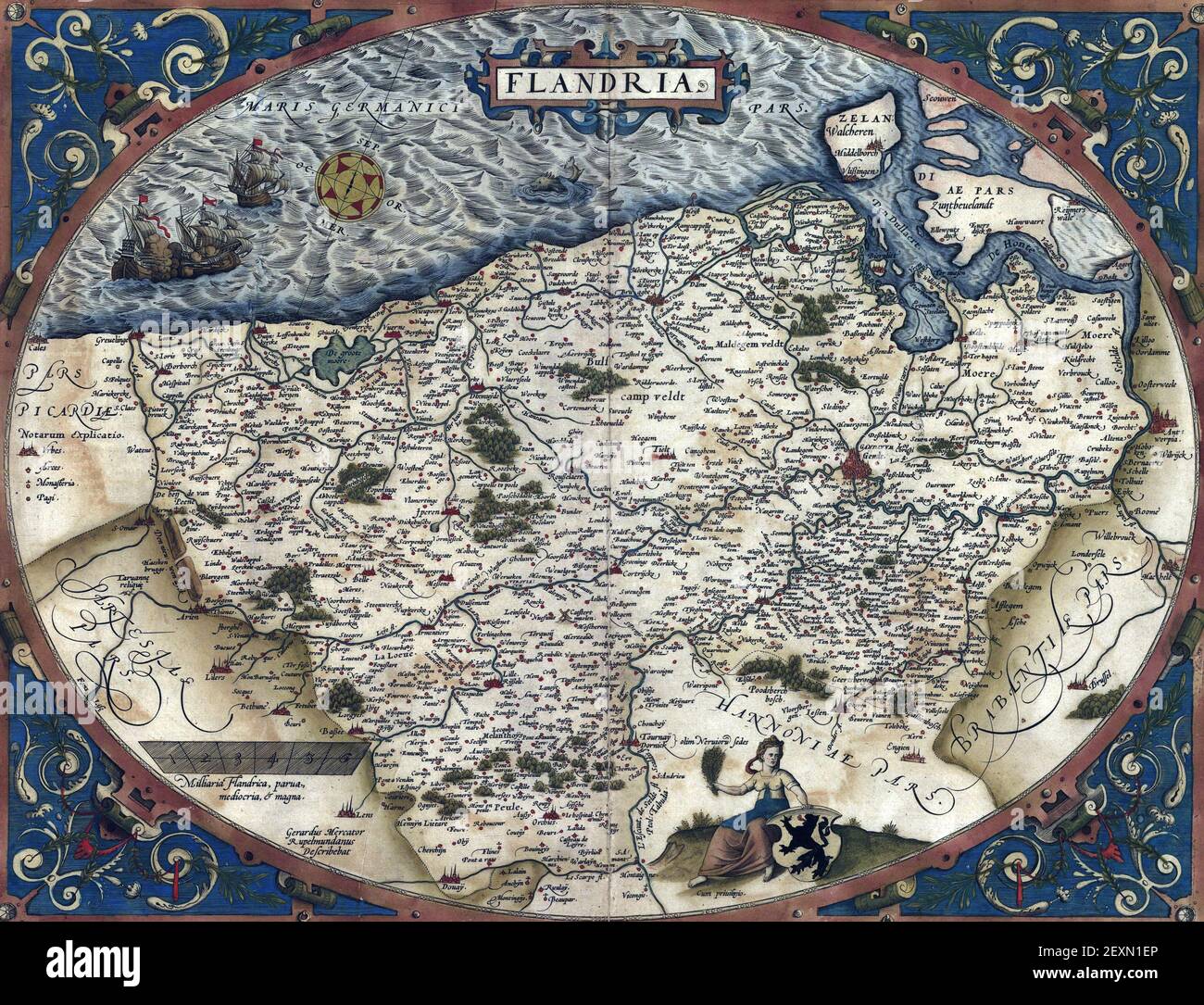 An illustrated historic 16th century world map Stock Photo - Alamy