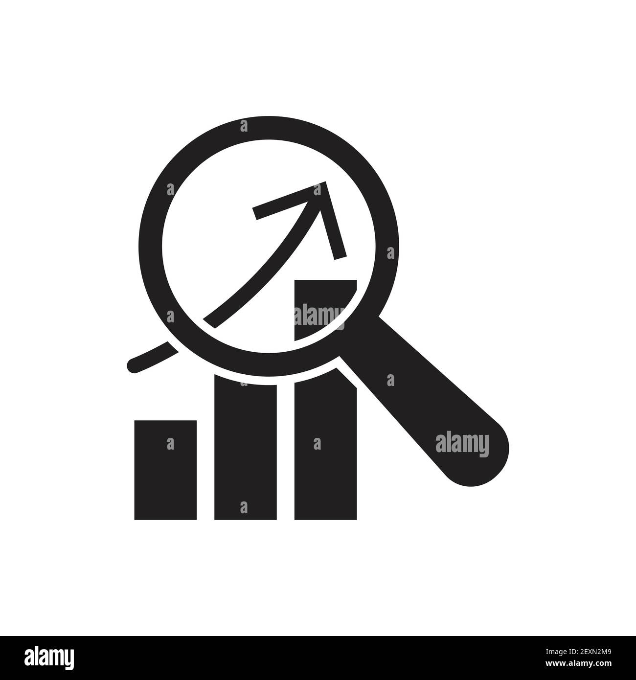 Search result icon. Research report analyse line sign. Analytics case study  outline vector symbol with magnify glass. Isolated black thin icon for  document review. suitable for app or web ui design. Stock