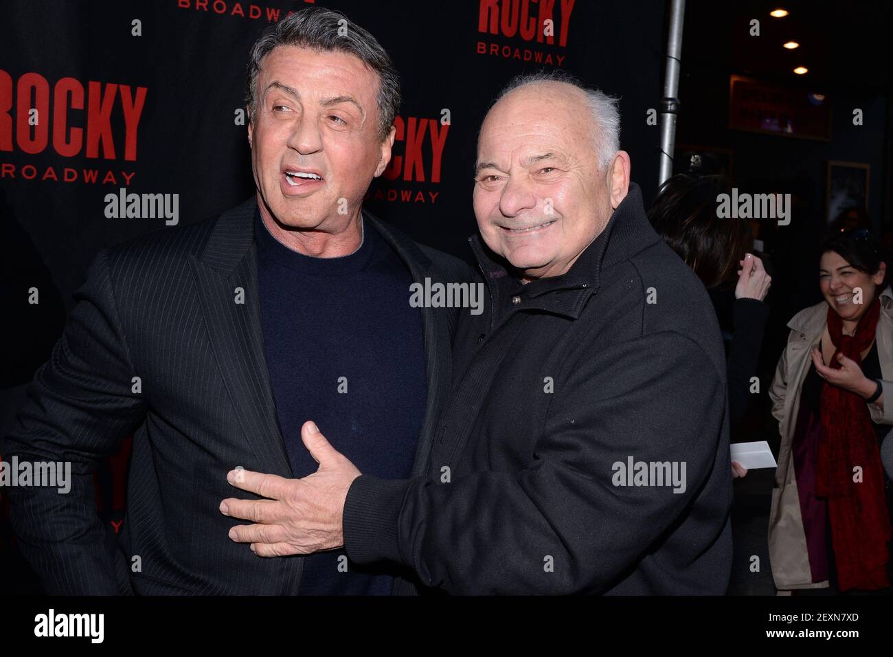 Burt Young Sylvester Stallone L-R) Sylvester Stallone and Burt Young attend the Opening Night of "Rocky" the Broadway musical at the Winter Garden Theatre in New York, NY, on March 13, 2014. (Photo by Anthony Behar/Sipa