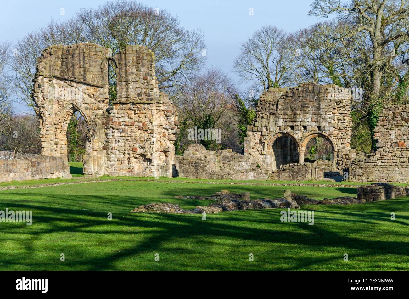 Greenfield, Flintshire, UK Mar 2, 2021 A part of the ruins of