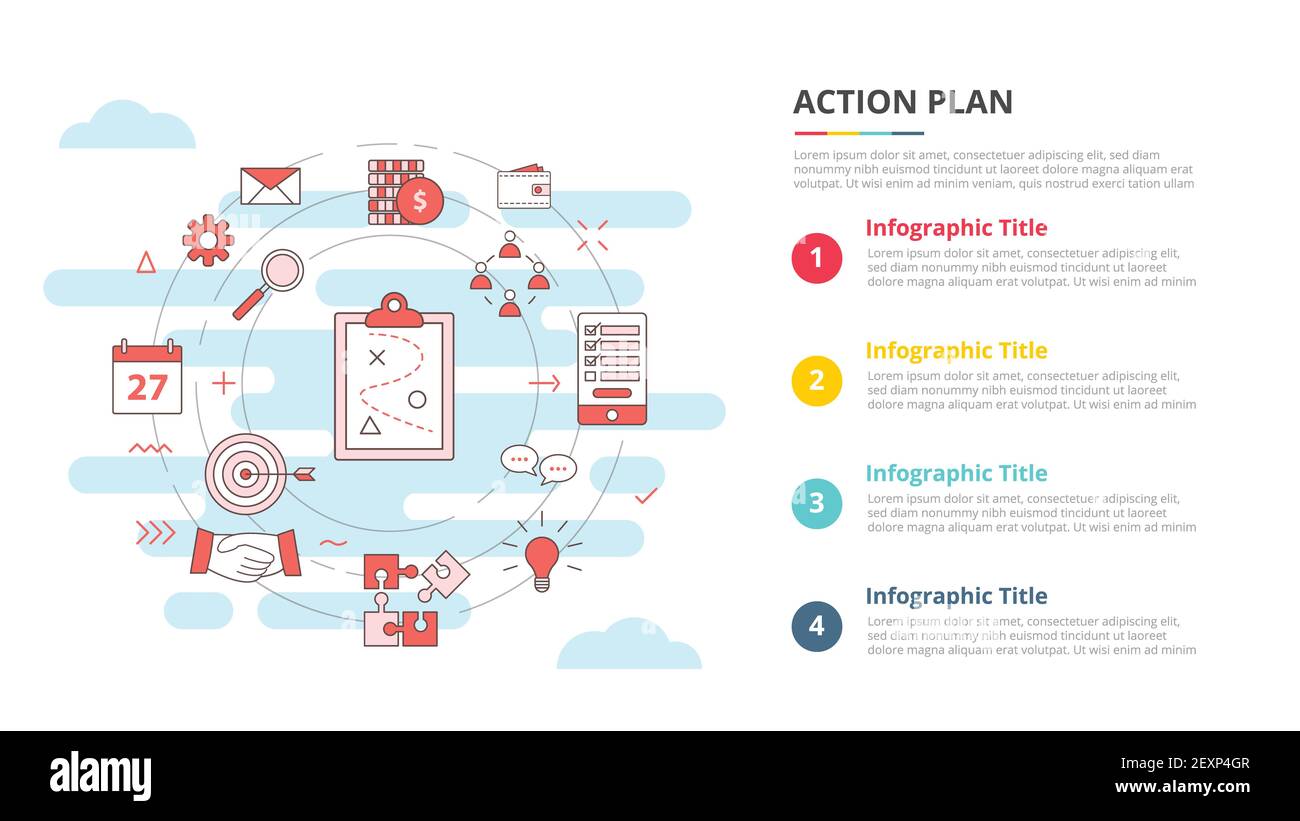 business action plan concept for infographic template banner with four ...