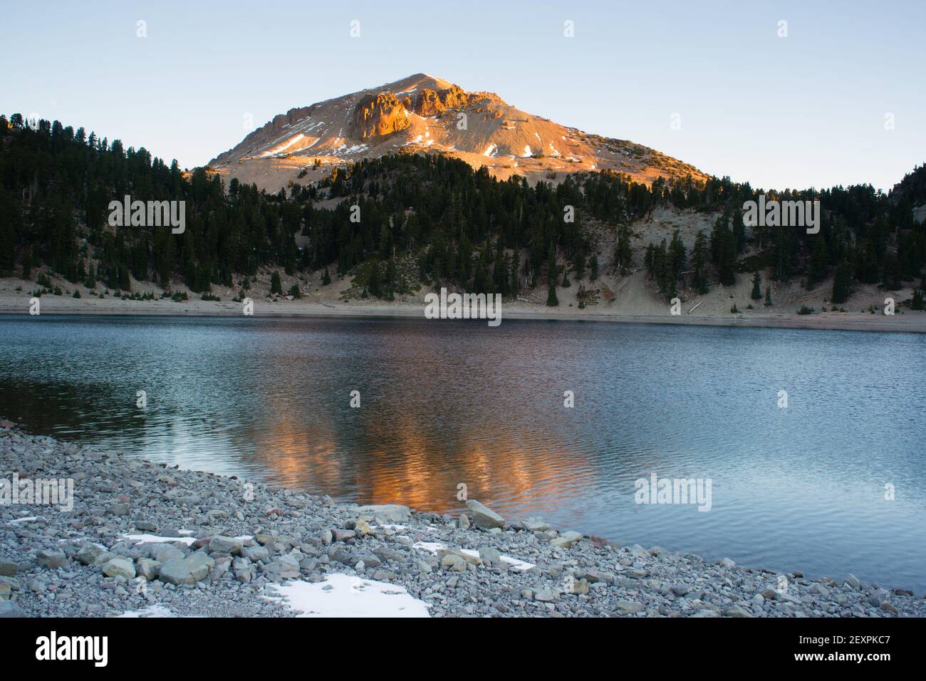 Lassen Peak National Volcanic Park Lake Helen Sunset Stock Photo Alamy