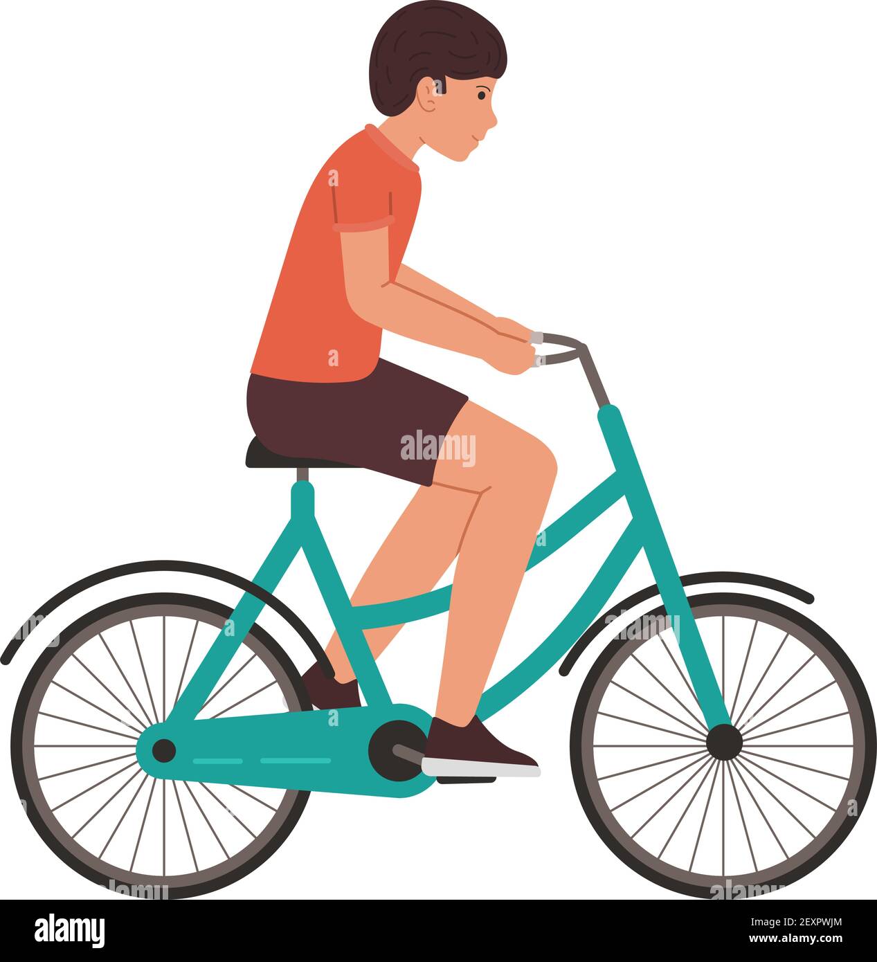 Boy rides a bike vector illustration isolated on white background Stock ...