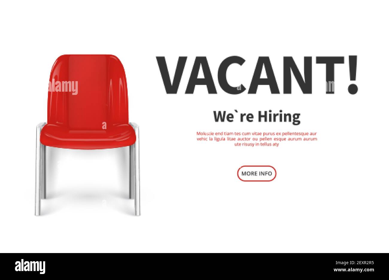 Hiring concept. Red vacant chair. Vector job recruiting web banner