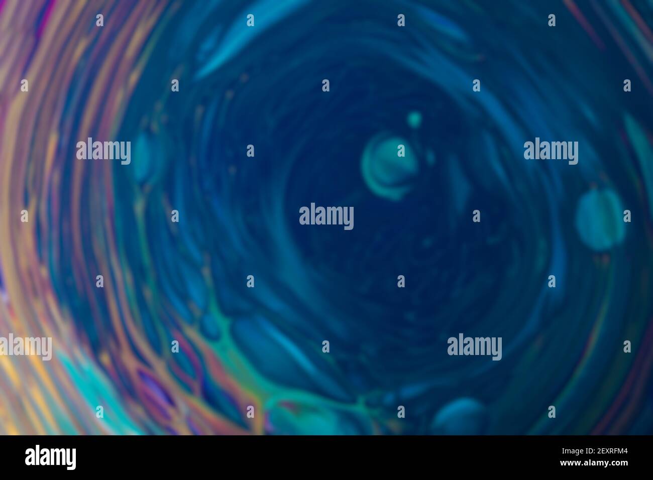 Abstract fluid art background navy blue and turquoise colors with blur ...