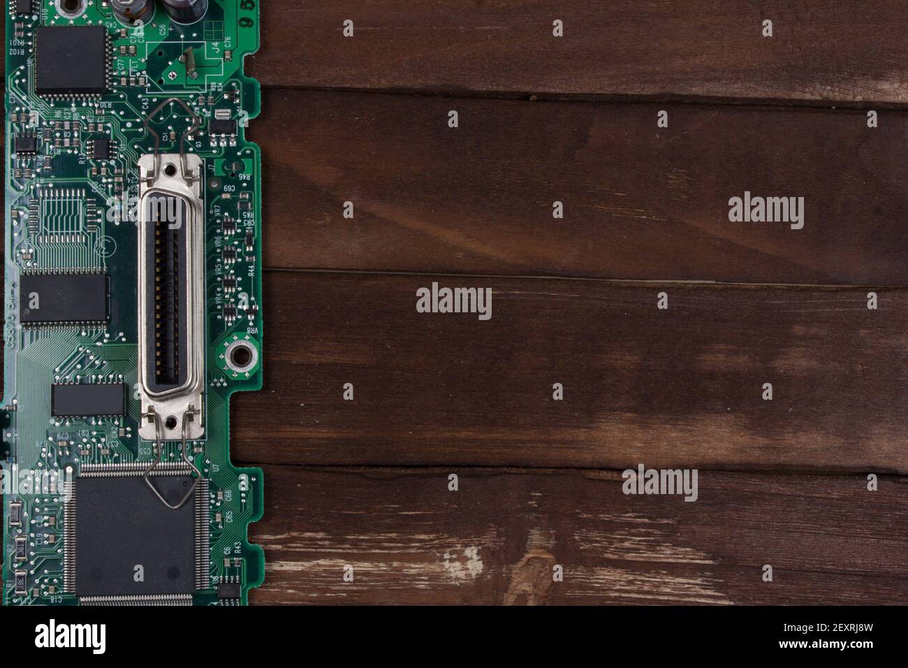 Printed circuit board PCB , a surface-mount technology SMT that connects microchips to the motherboard Stock Photo